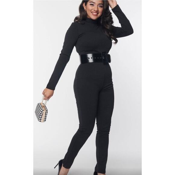 Smak Parlour Unique Vintage Black Mock Neck Jumpsuit 1X NWOT - Picture 2 of 4